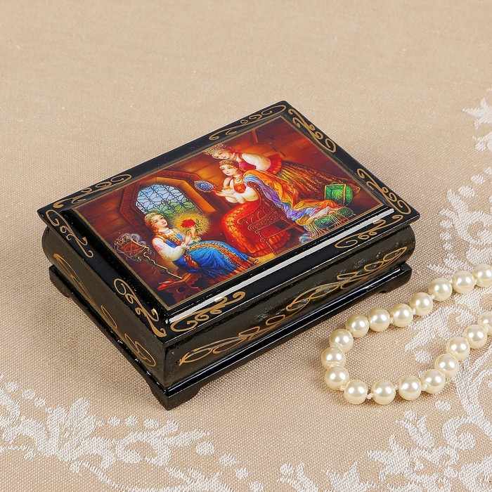 Шкатулка «Аленький цветочек», 8×10 см, лаковая миниатюра