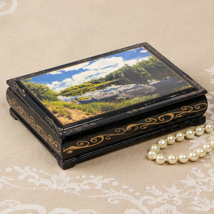 Шкатулка «Природа», 10×14 см, лаковая миниатюра