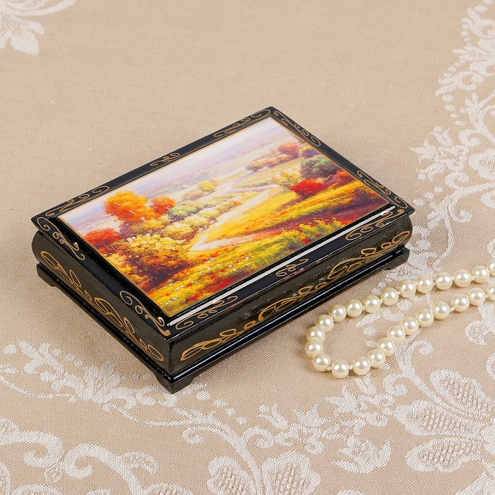 Шкатулка «Природа», 10×14 см, лаковая миниатюра