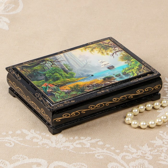 Шкатулка «Сказочный лес», 10×14 см, лаковая миниатюра