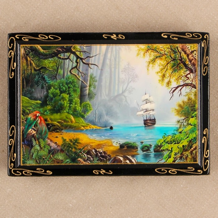 Шкатулка «Сказочный лес», 10×14 см, лаковая миниатюра