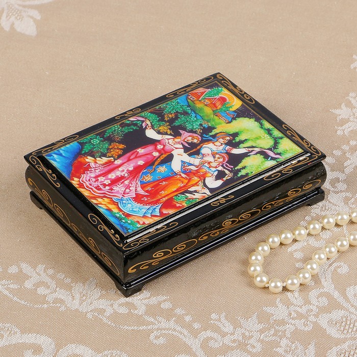 Шкатулка «Танцы», 10×14 см, лаковая миниатюра