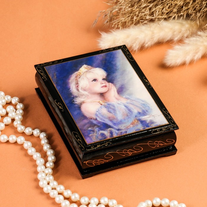 шкатулка розы 14×6 см лаковая миниатюра Шкатулка «Принцесса», 10×14 см, лаковая миниатюра