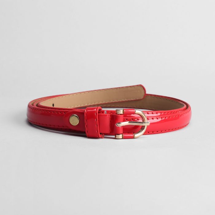Ремень женский, ширина 1.5 см, винт, пряжка золото, цвет красный