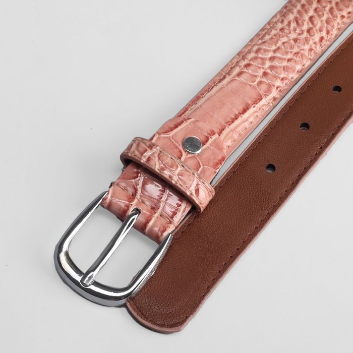 Ремень детский, ширина 3 см, винт, пряжка под металл, рептилия, цвет розовый