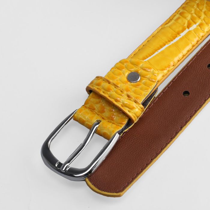 Ремень детский, ширина 3 см, винт, пряжка под металл, рептилия, цвет жёлтый