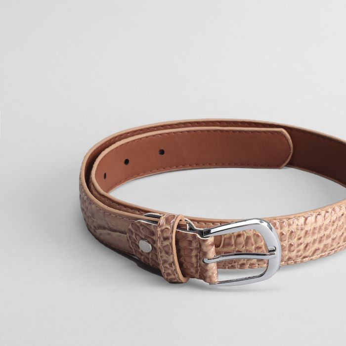 Ремень детский, ширина 3 см, винт, пряжка под металл, рептилия, цвет бежевый