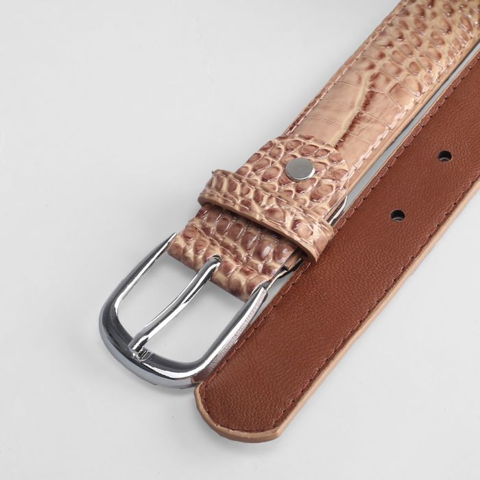 Ремень детский, ширина 3 см, винт, пряжка под металл, рептилия, цвет бежевый