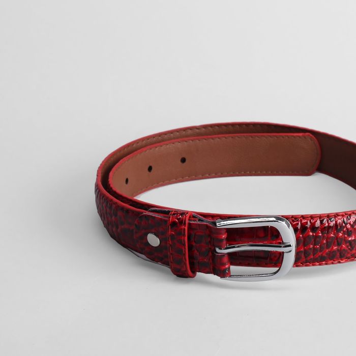 Ремень детский, ширина 3 см, винт, пряжка под металл, рептилия, цвет красный