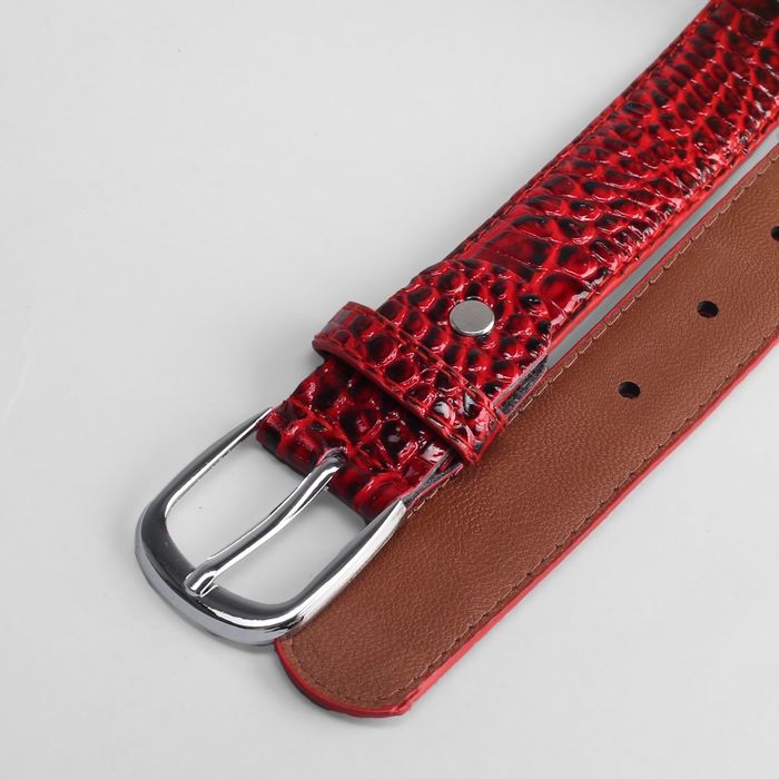 Ремень детский, ширина 3 см, винт, пряжка под металл, рептилия, цвет красный