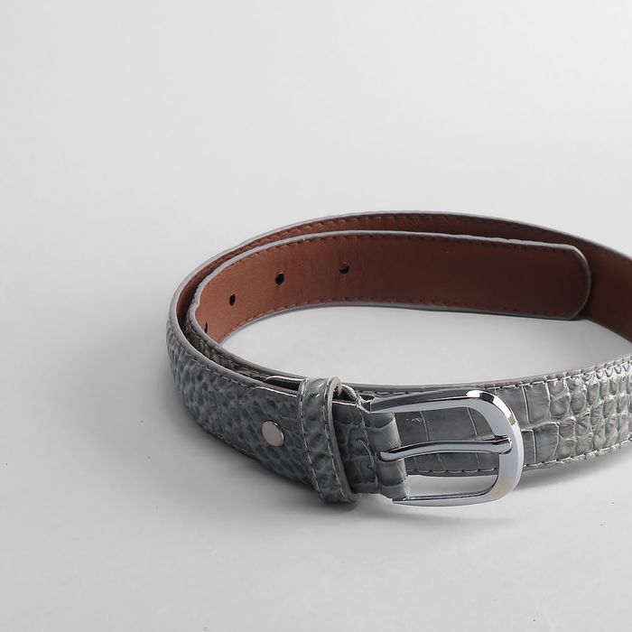 Ремень детский, ширина 3 см, винт, пряжка под металл, рептилия, цвет серый