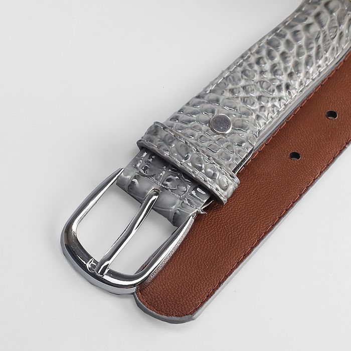 Ремень детский, ширина 3 см, винт, пряжка под металл, рептилия, цвет серый