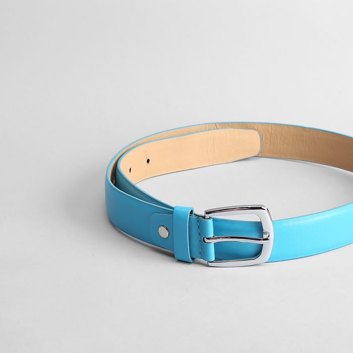Ремень детский, ширина 3 см, винт, пряжка под металл, цвет голубой