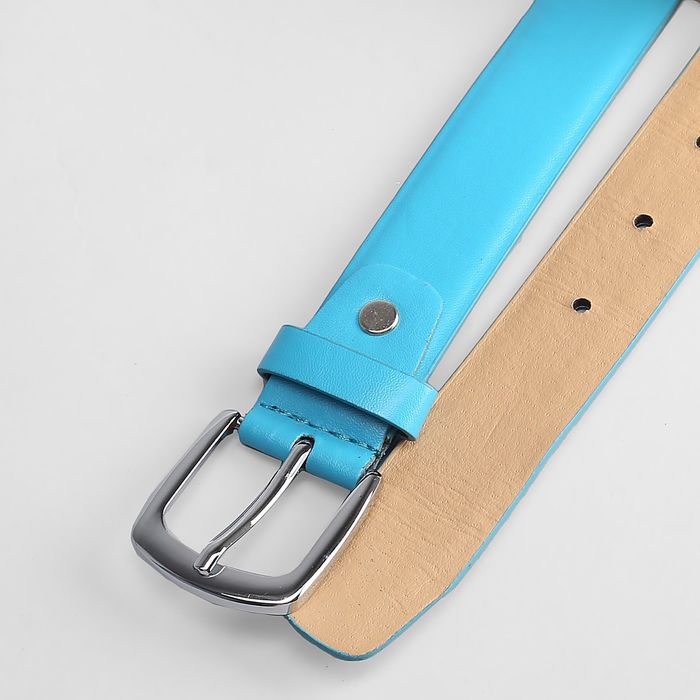 Ремень детский, ширина 3 см, винт, пряжка под металл, цвет голубой