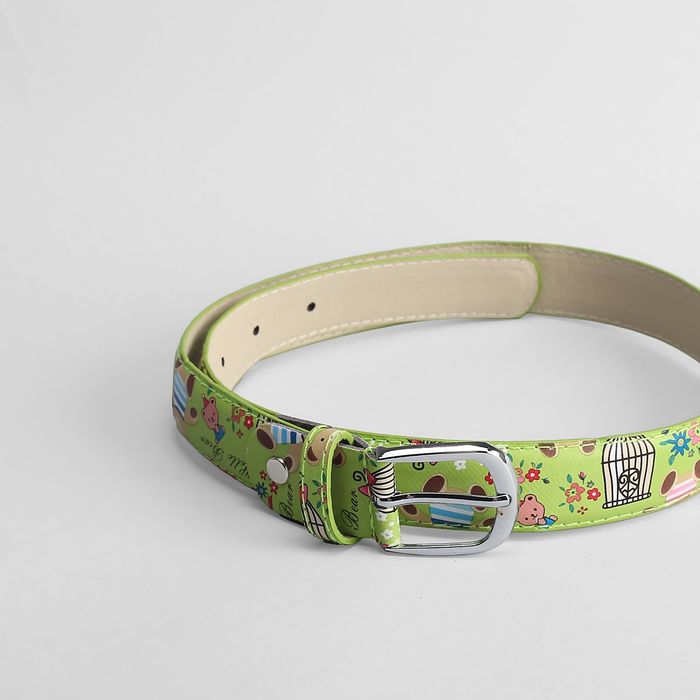 Ремень детский "Мишки", ширина 3 см, винт, пряжка под металл, цвет зелёный