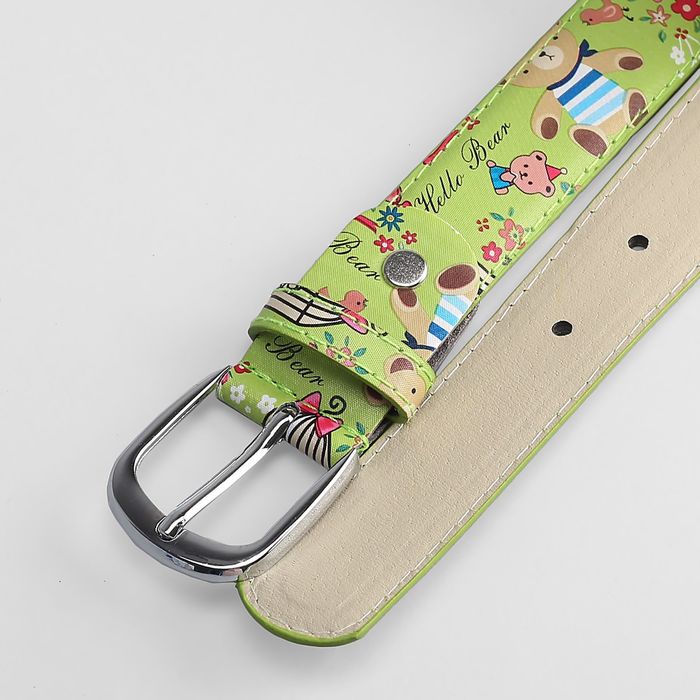 Ремень детский "Мишки", ширина 3 см, винт, пряжка под металл, цвет зелёный