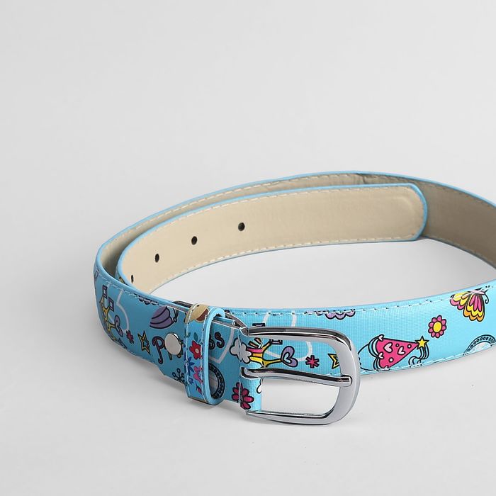 Ремень детский "Принцесса", ширина 3 см, винт, пряжка под металл, цвет голубой