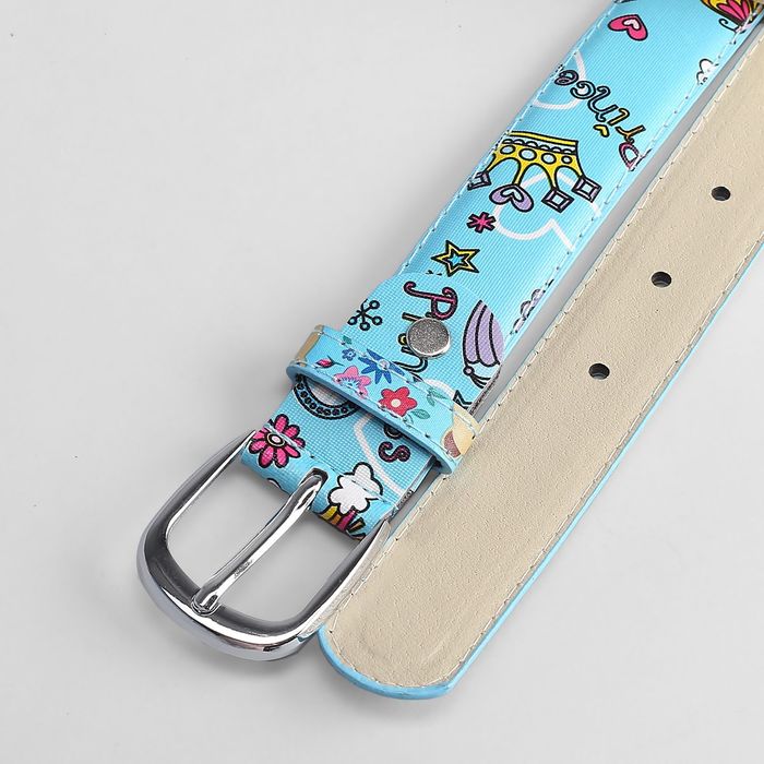 Ремень детский "Принцесса", ширина 3 см, винт, пряжка под металл, цвет голубой