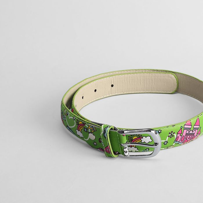 Ремень детский "Принцесса", ширина 3 см, винт, пряжка под металл, цвет зелёный