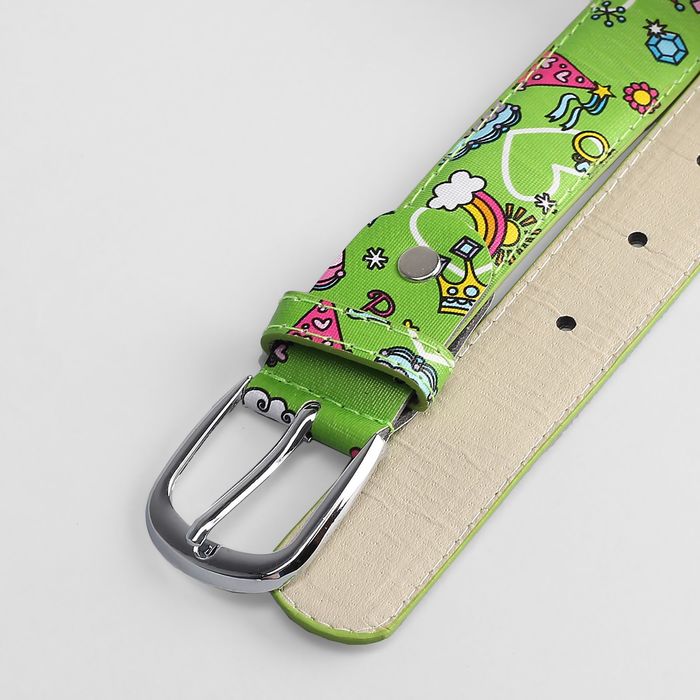 Ремень детский "Принцесса", ширина 3 см, винт, пряжка под металл, цвет зелёный