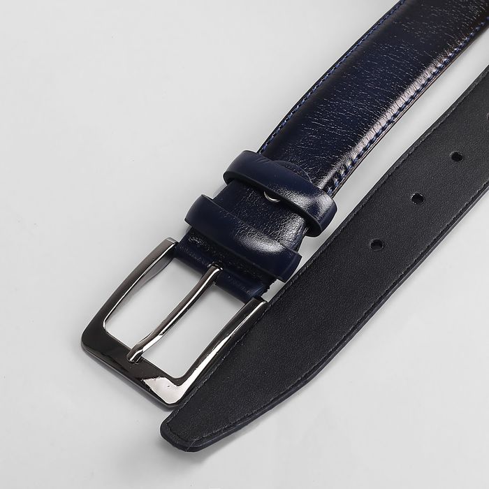 Ремень мужской, ширина 3.5 см, винт, цвет синий