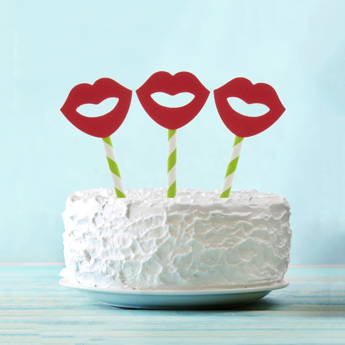 Топпер "Губы", набор 6 шт., цвета МИКС