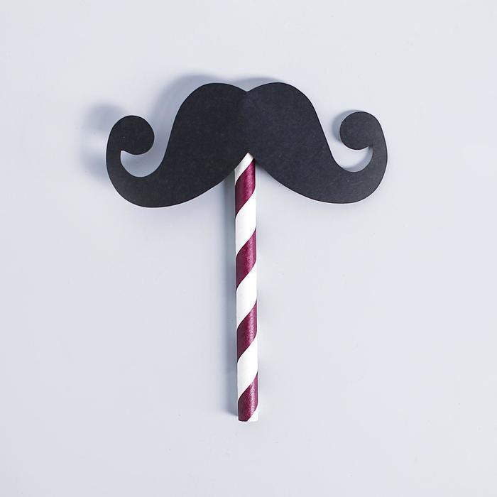 Топпер "Усы с завитком", набор 6 шт., цвета МИКС