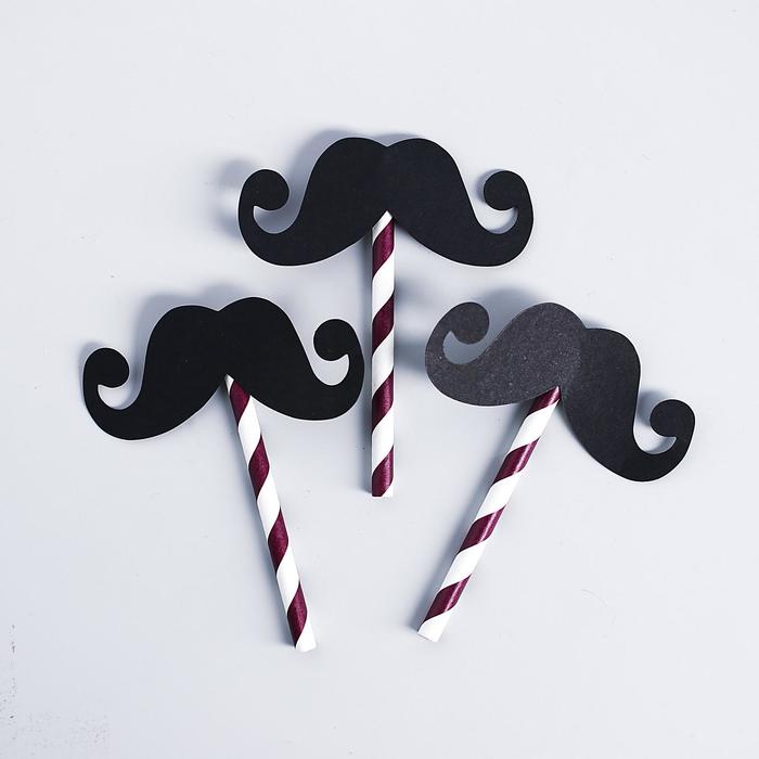Топпер "Усы с завитком", набор 6 шт., цвета МИКС
