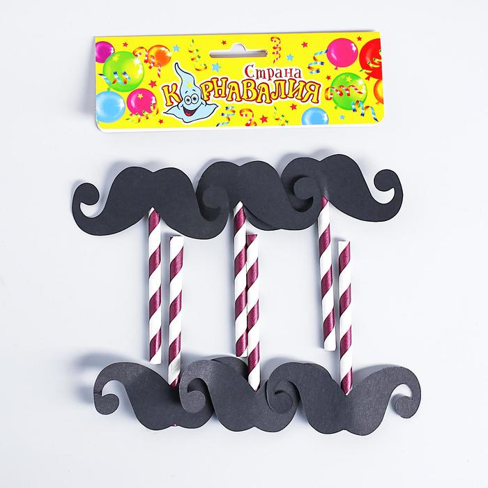 Топпер "Усы с завитком", набор 6 шт., цвета МИКС