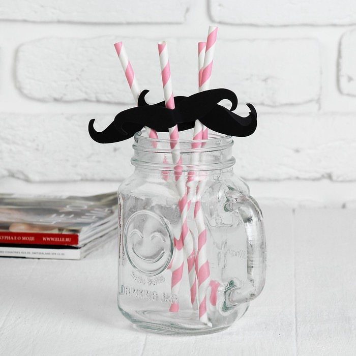 Трубочки для коктейля "Усики" (набор 4 шт) цвета МИКС