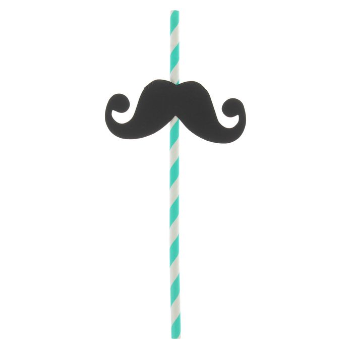 Трубочки для коктейля "Усы с завитком" (набор 4 шт) цвета МИКС