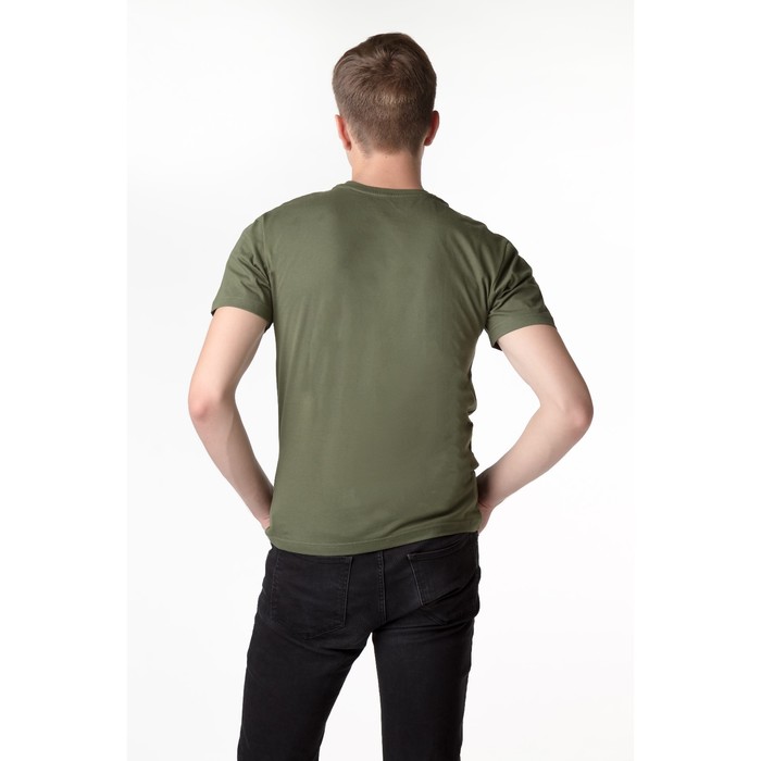 Футболка мужская, цвет зелёный, принт МИКС, размер 48