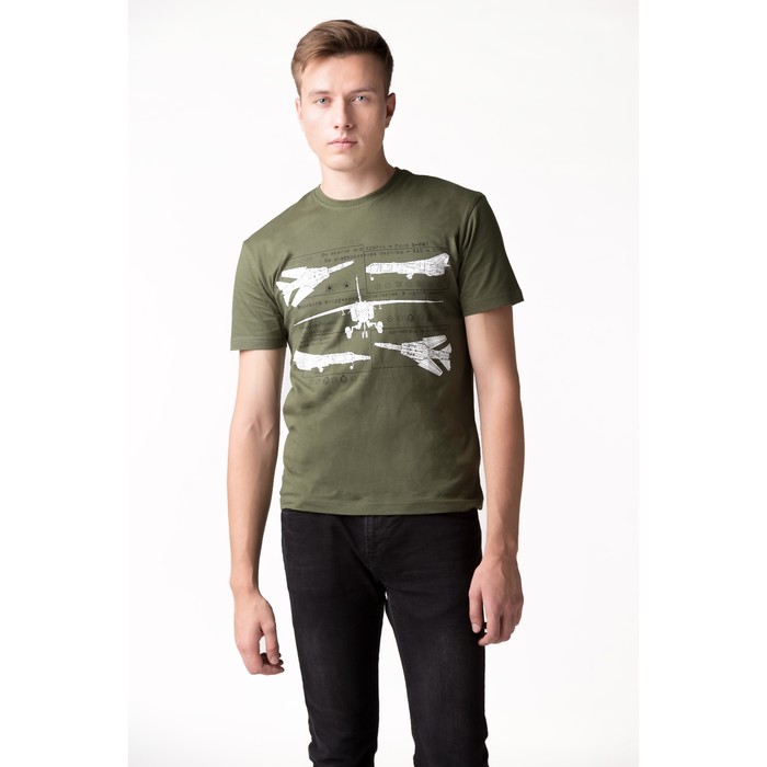 Футболка мужская, цвет зелёный, принт МИКС, размер 50