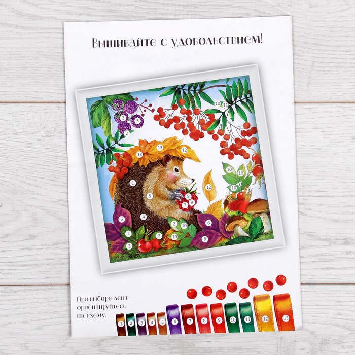 Вышивка лентами "Ёжик", 35 х 35 см