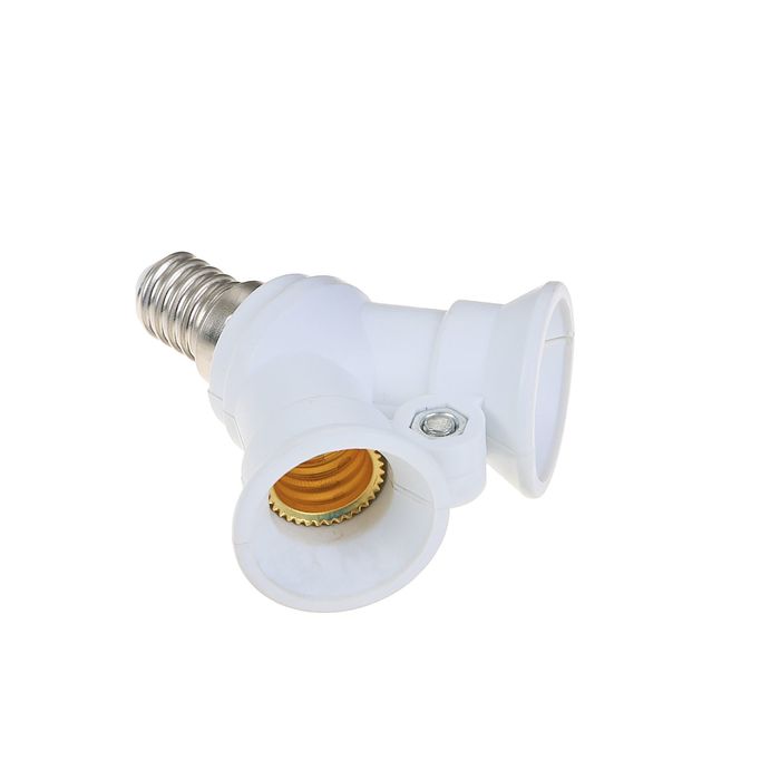 Переходник с цоколя E14 на 2хE14, белый