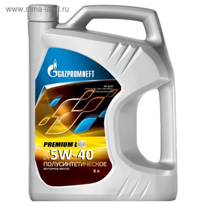 Масло моторное Gazpromneft Premium L 5W-40, 5 л масло моторное gazpromneft premium l 10w 40 5 л