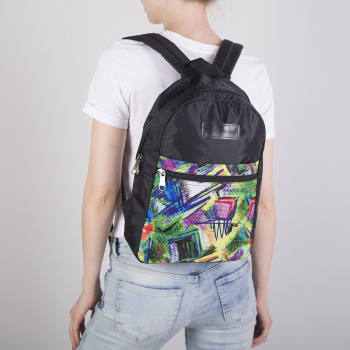Рюкзак молодёжный на молнии, 1 отдел, наружный карман, разноцветный
