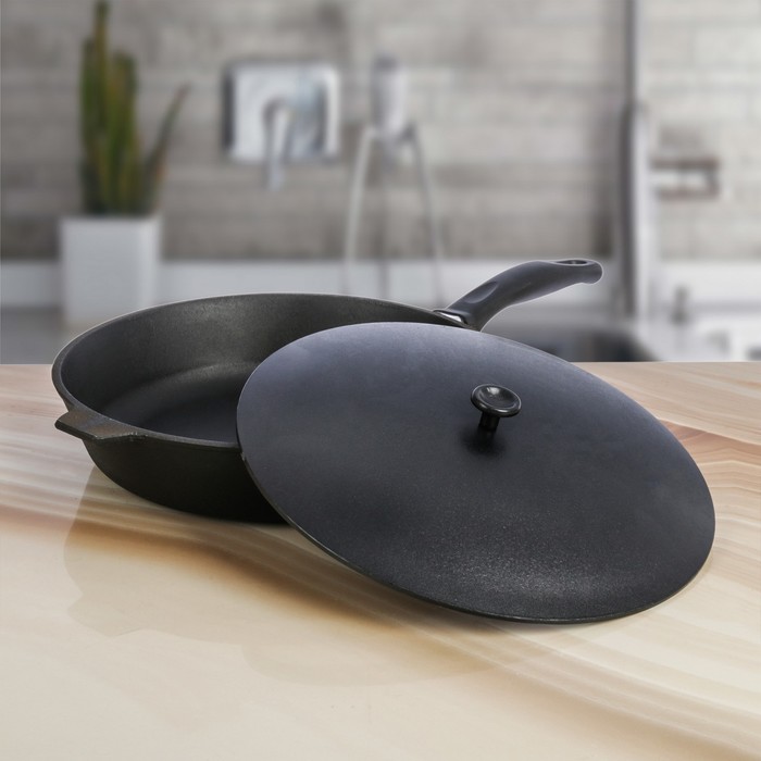 Сковорода 28 см, h=6 см, бакелитовая ручка, алюминиевая крышка