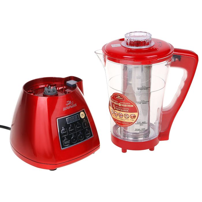 Блендер "Добрыня" DO-1403, 1.7 л, 1200 Вт, 5 режимов, красный