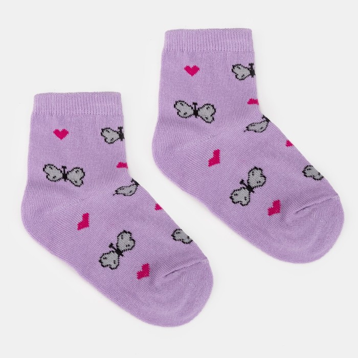 Носки детские "ЭкономьиЯ" Бабочки, размер 16-18 (5-6 лет), цвет сирень