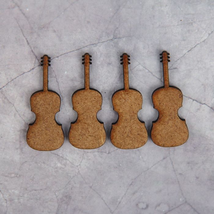 Декоративный элемент для творчества "Скрипка" набор 4 шт, 4х1,6 см (ДЕК-259)