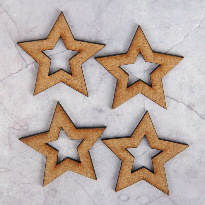 Декоративный элемент для творчества "Звезда-2" набор 4 шт, 4х4 см (ДЕК-296)