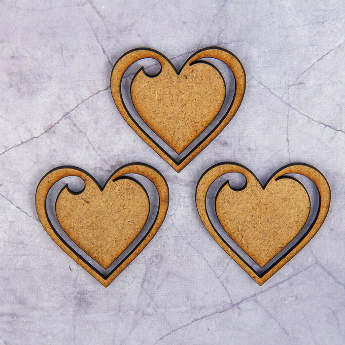 Декоративный элемент для творчества "Сердечко" набор 3 шт, 5х4 см (ДЕК-320)