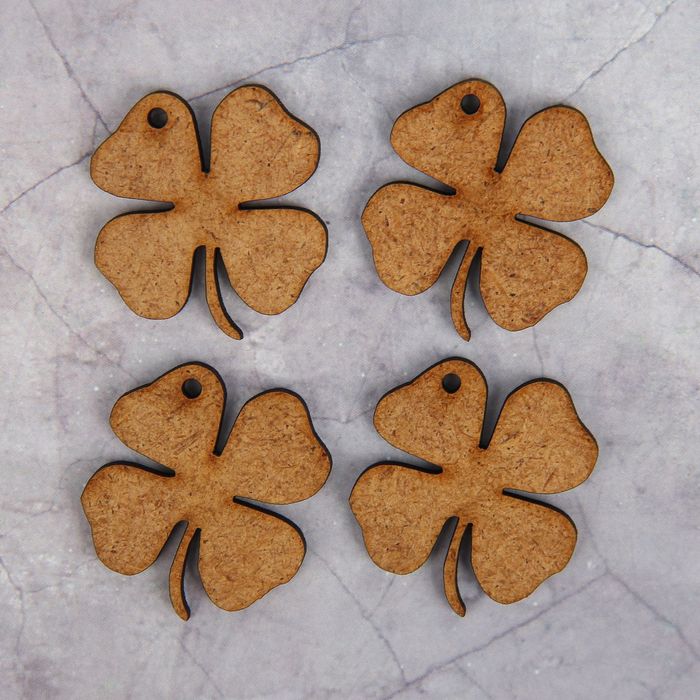 Набор декоративных элементов для творчества (4 шт) "Лист клевера" 3х3 см