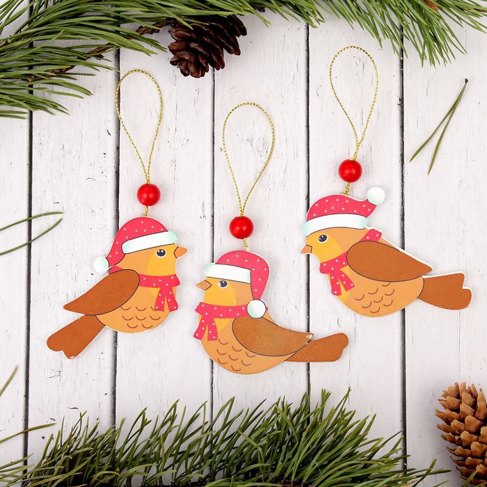 Подвеска новогодняя "Птичка", МИКС