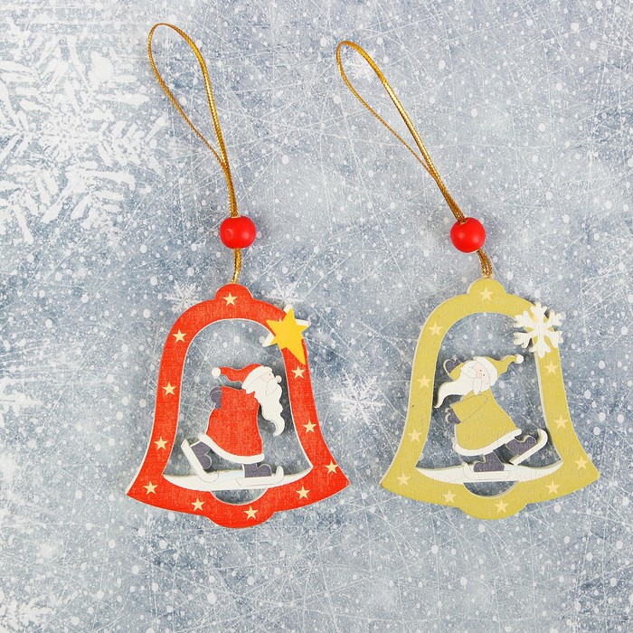 Подвеска новогодняя "Дедушка в колокольчике", МИКС