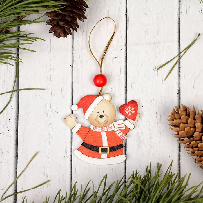 Подвеска новогодняя "Мишка с сердцем"