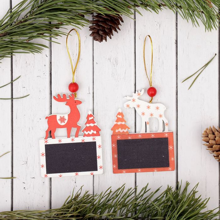 Подвеска новогодняя "Лесные жители" с досочкой для пожеланий, под мел, МИКС