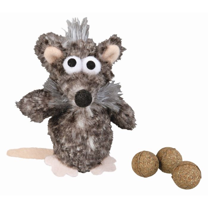 Игрушка для кошки Trixie "Крыса" с тремя мячиками 11 см