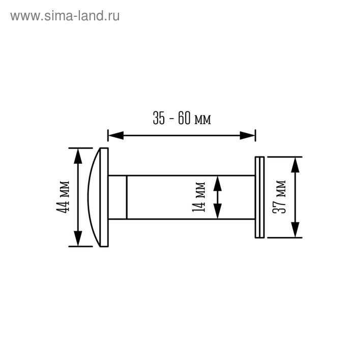 

Глазок дверной, тип 1, L= 35-60 мм, d=14 мм, со шторкой, цвет медь
